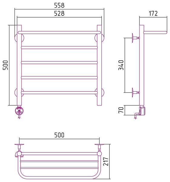 Полотенцесушитель электрический Стилье Формат 20 50x50 см без покрытия 00521-5050