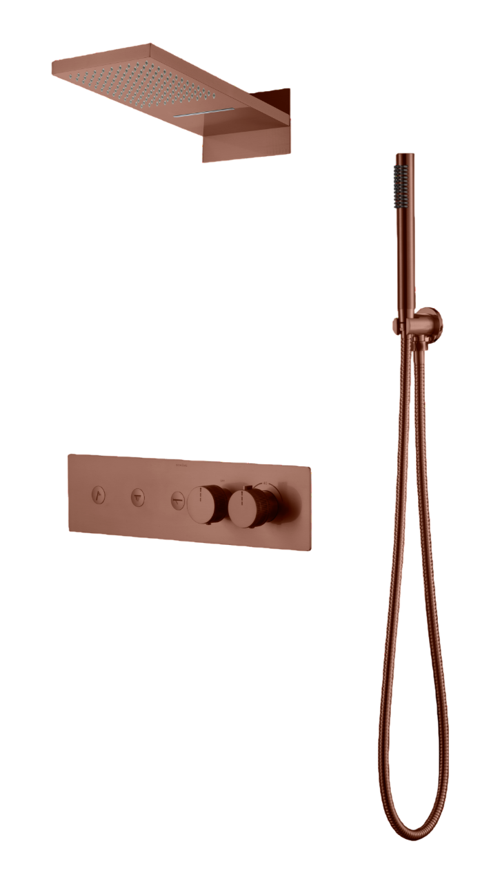 Душевой комплект встраиваемый Boheme Fusion термостат верхний и ручной душ матовая бронза 131-BRB