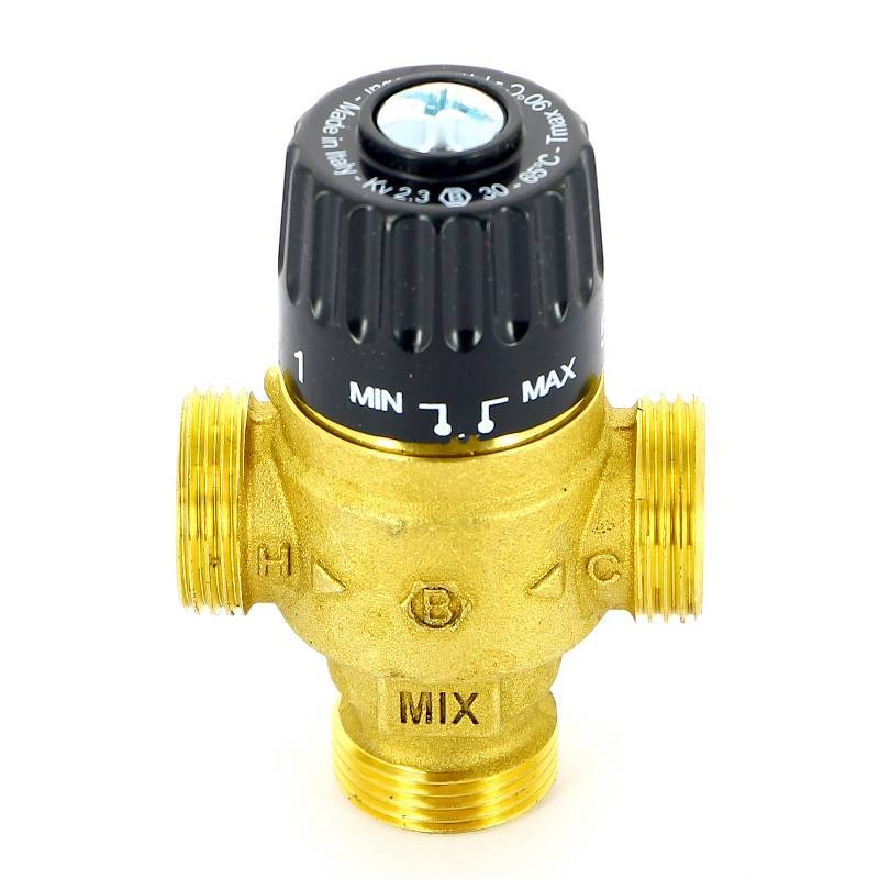 Клапан термосмесительный Uni-Fitt 3/4 30-65°C Kvs 2.3 смешение в центр 353G2430