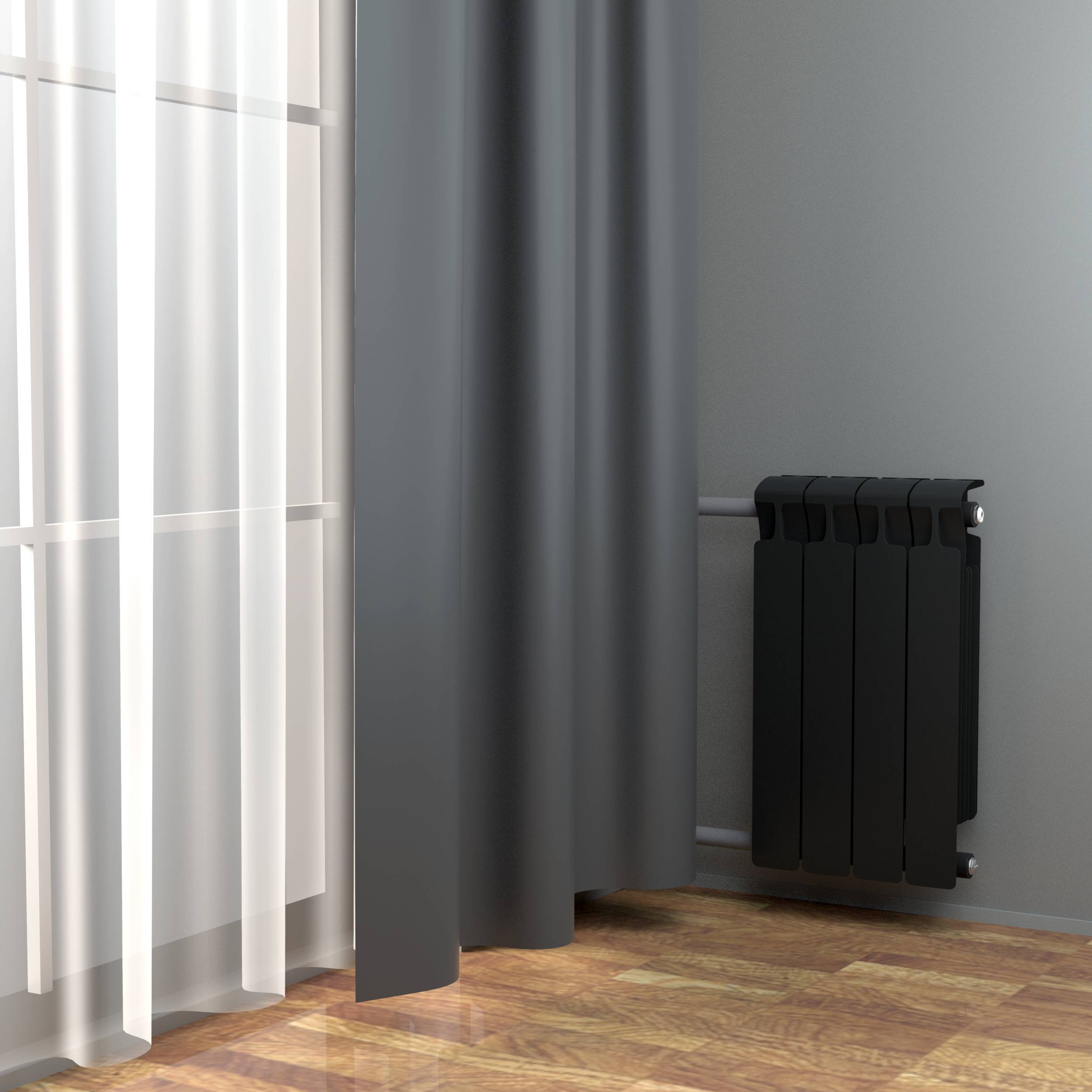 Радиатор биметаллический RIFAR Monolit 500 8 секций боковое подключение антрацит R-MN-500-08 RAL 7016