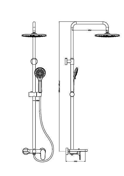 Душевая стойка с верхним душем Boheme Spectre никель браш 458-NB