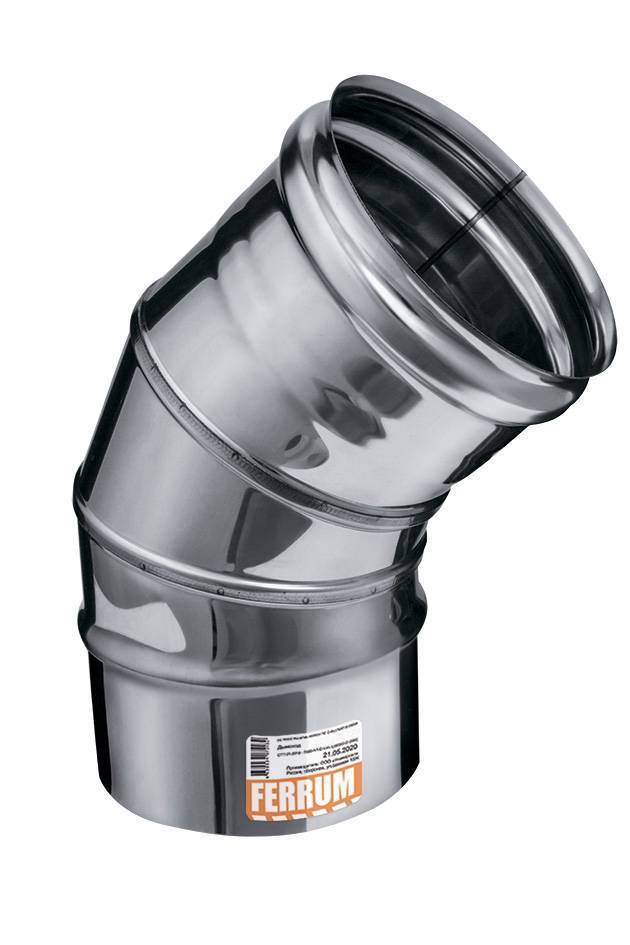 Колено дымохода 3-секционное 135° Ferrum AISI 430 0.5 мм 120 мм Af2104