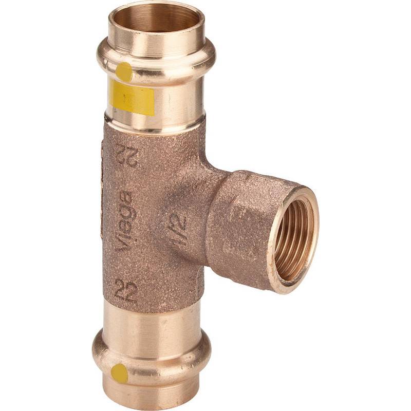 Тройник пресс Viega Sanpress SC-Contur 28х1/2х28 бронза 352745
