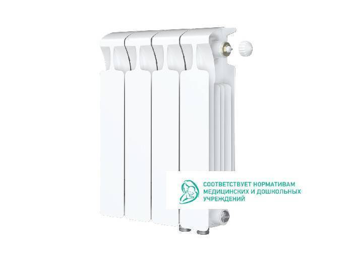 Радиатор биметаллический RIFAR Monolit Ventil 350 4 секции нижнее правое подключение белый 3RM35.VR-4 RAL 9016