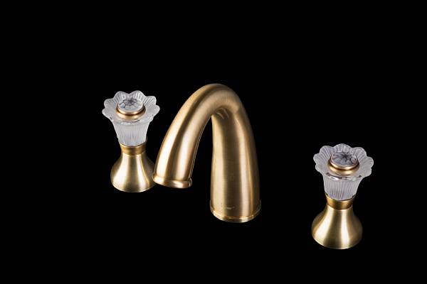 Смеситель для раковины Boheme Camelia на 3 отверстия бронза матовая 317-Camelia