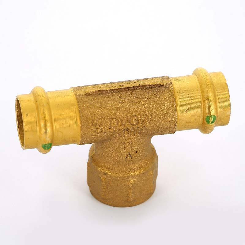 Тройник пресс-В Viega Sanpress 22х3/4х22 бронза 313975