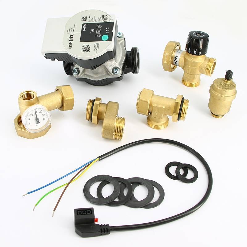 Насосно-смесительная группа Uni-Fitt SoloMix X 1 с наружной резьбой и насосом Wilo Para RS 25/6-130 473P0800