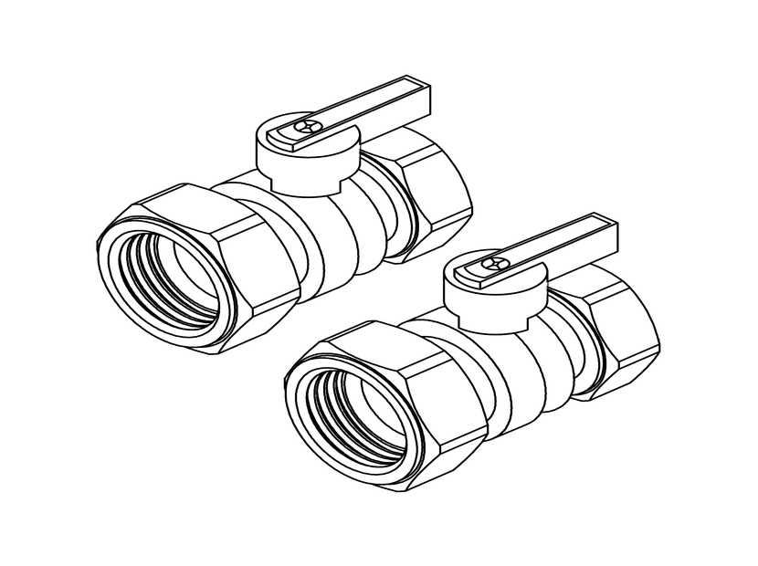 Комплект шаровых кранов REHAU 1 дюйм никелированных прямых для коллекторов 13152241001