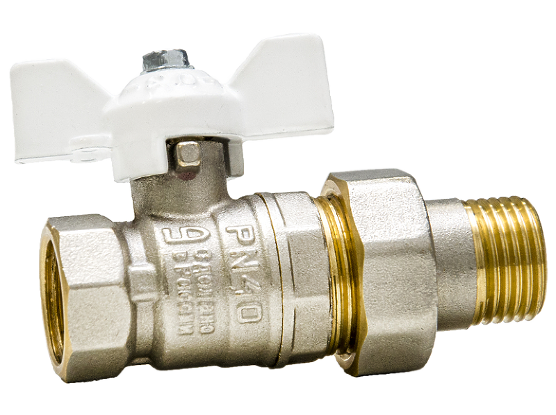 Кран шаровой латунный LD Pride 47.25.В-ГШ.Б (White) Ду 25 Ру 40 вн-американка бабочка 47.25.В-ГШ.Б (White)