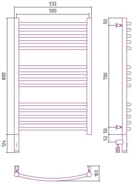 Полотенцесушитель электрический Сунержа Богема 3.0 500x800 мм левый матовый белый 30-5802-8050