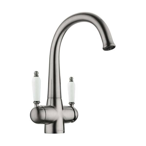 Смеситель для кухни Omoikiri Okinawa 2-SI с подключением фильтра античное серебро 4994255