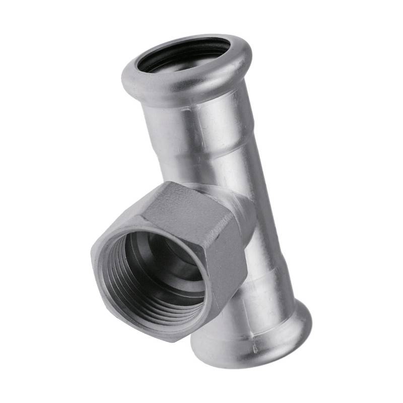 Тройник пресс KAN-therm Steel 22х1/2х22 мм с внутренней резьбой оцинкованная сталь 1509258008