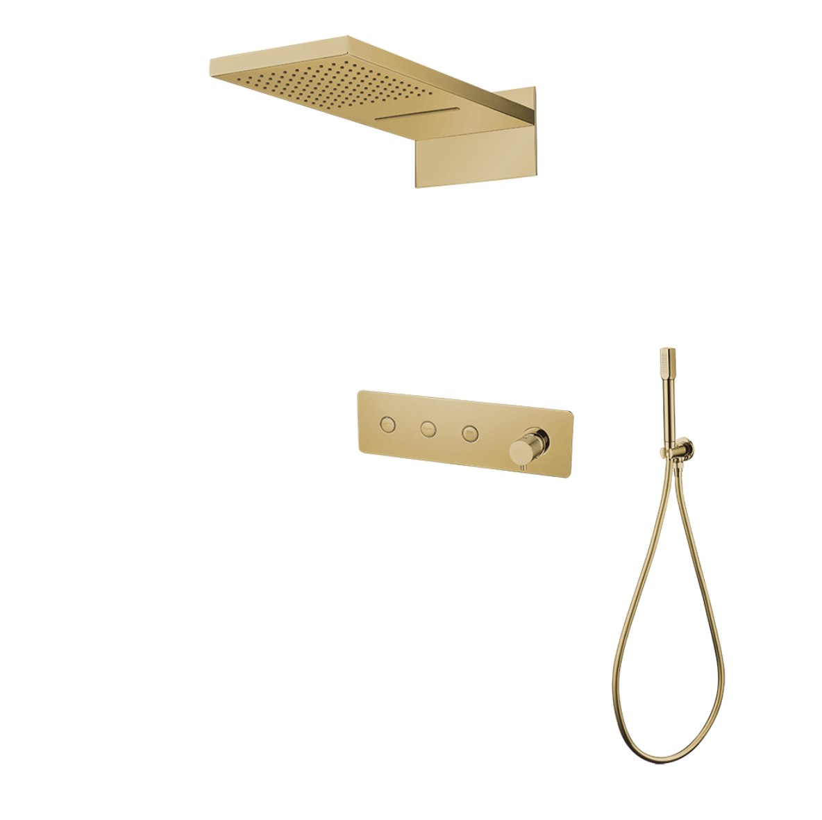 Душевой комплект встраиваемый Boheme Fusion смеситель верхний и ручной душ матовое золото 130-MG