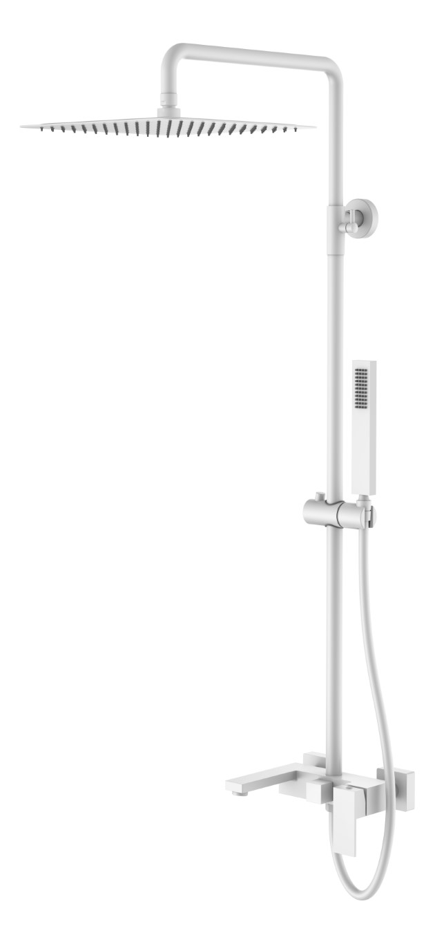 Душевая стойка Boheme Qubic со смесителем с изливом и верхним душем matt white 478-MW