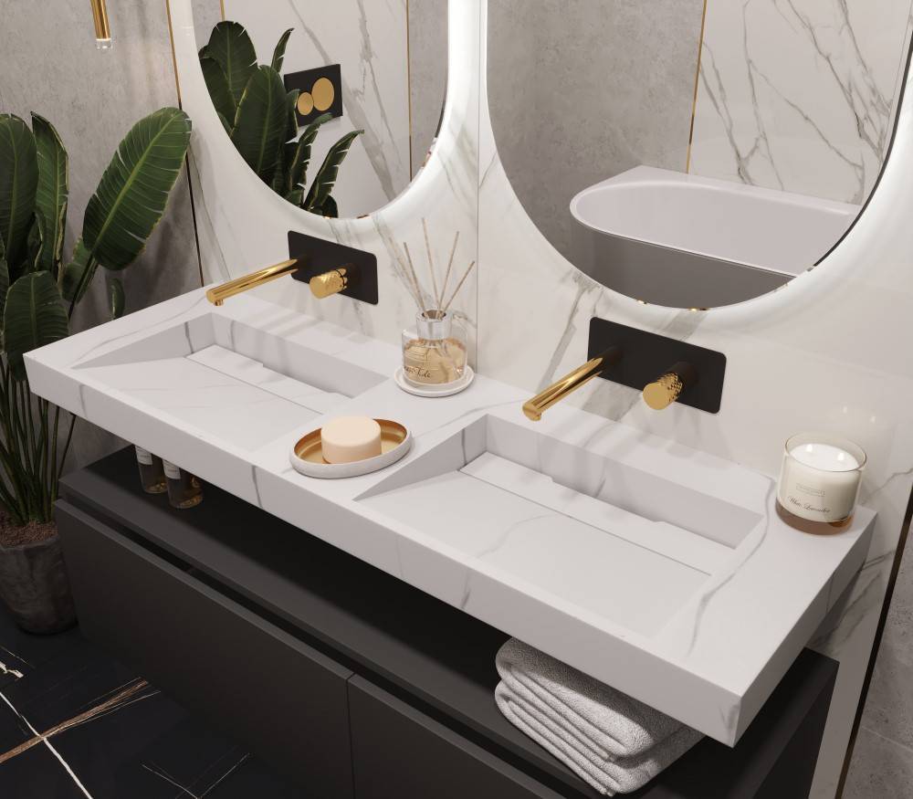 Раковина мебельная Armadi Art Flat 141х45.2х8 см прямоугольная белая 859-140-CLCT