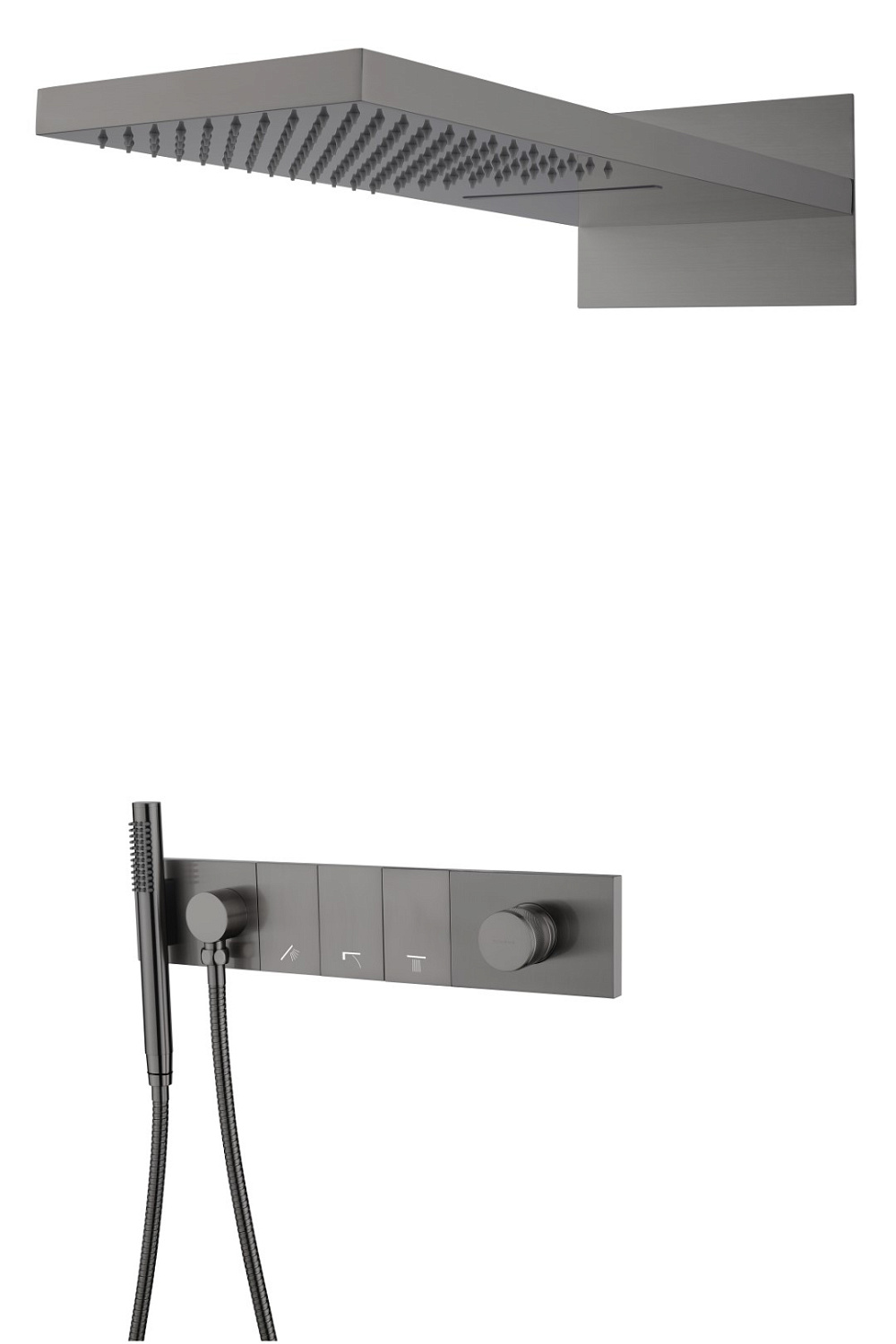 Душевой комплект со смесителем Boheme Zodiac трехпозиционный оружейная сталь 132-GM