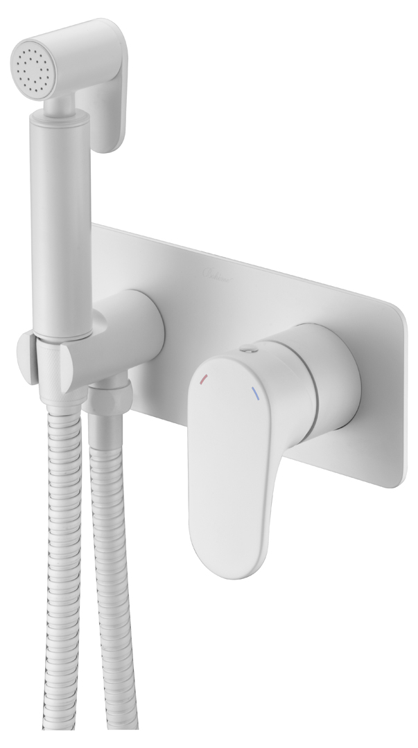 Гигиенический душ со смесителем Boheme Tech шланг 120 см matt white 157-MW