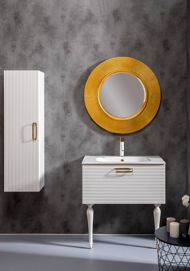 Шкаф-пенал подвесной Armadi Art Vallessi Avantgarde 28х35х120 см белый/золото 845-WG