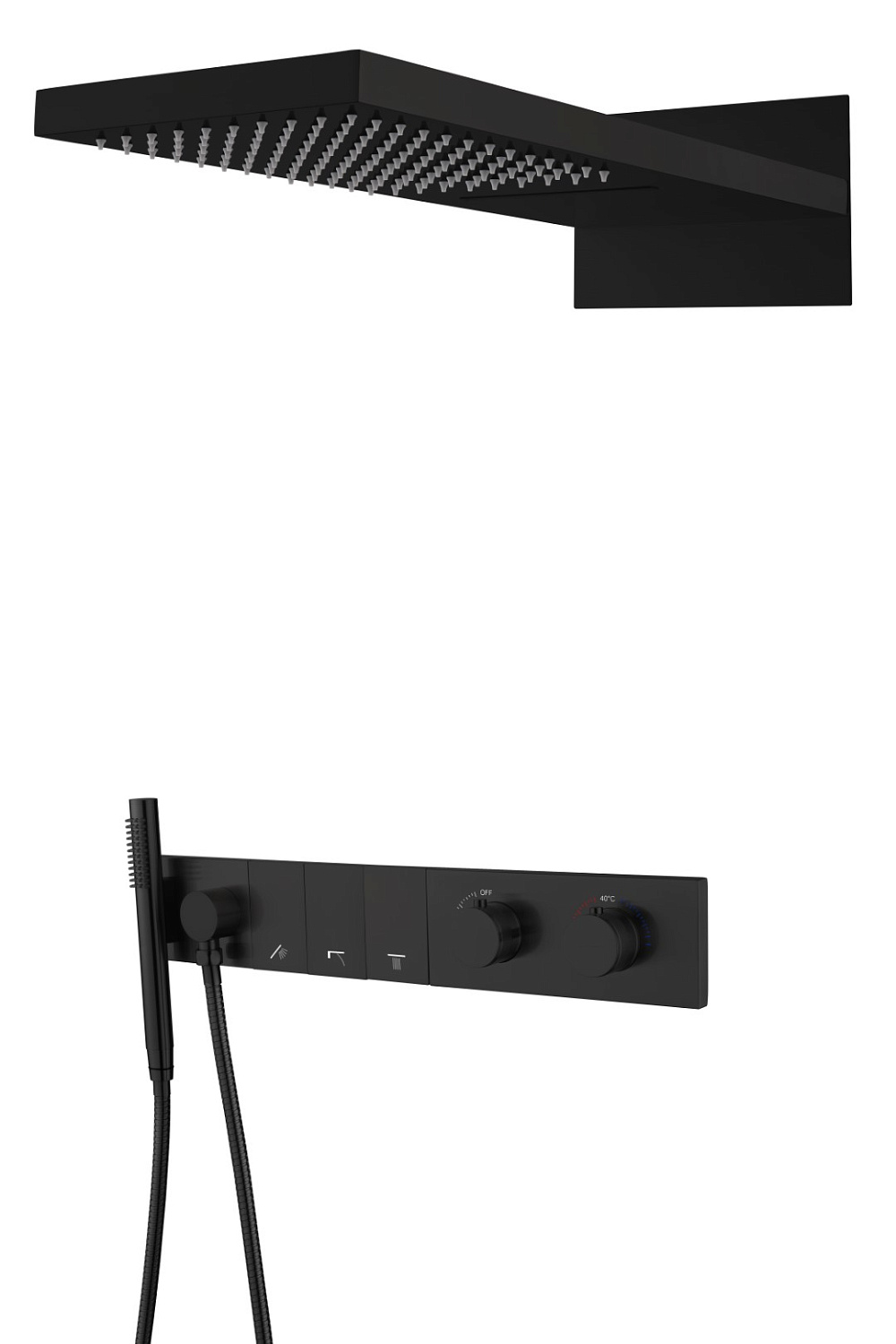 Душевой комплект встраиваемый Boheme Zodiac с термостатом верхним и ручным душем black 133-B