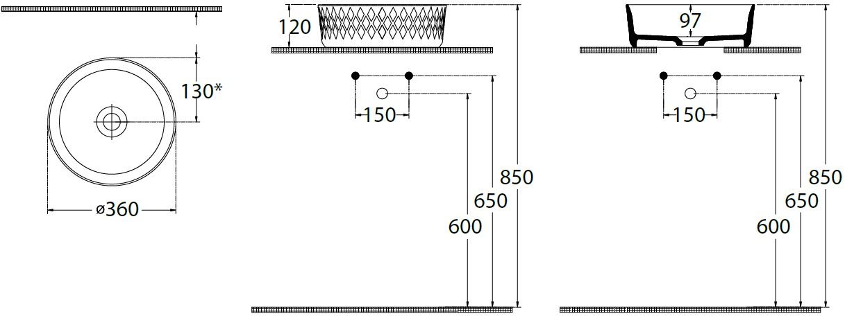 Раковина-чаша Allen Brau Fantasy 36х36х12 см белый 4.11033.20