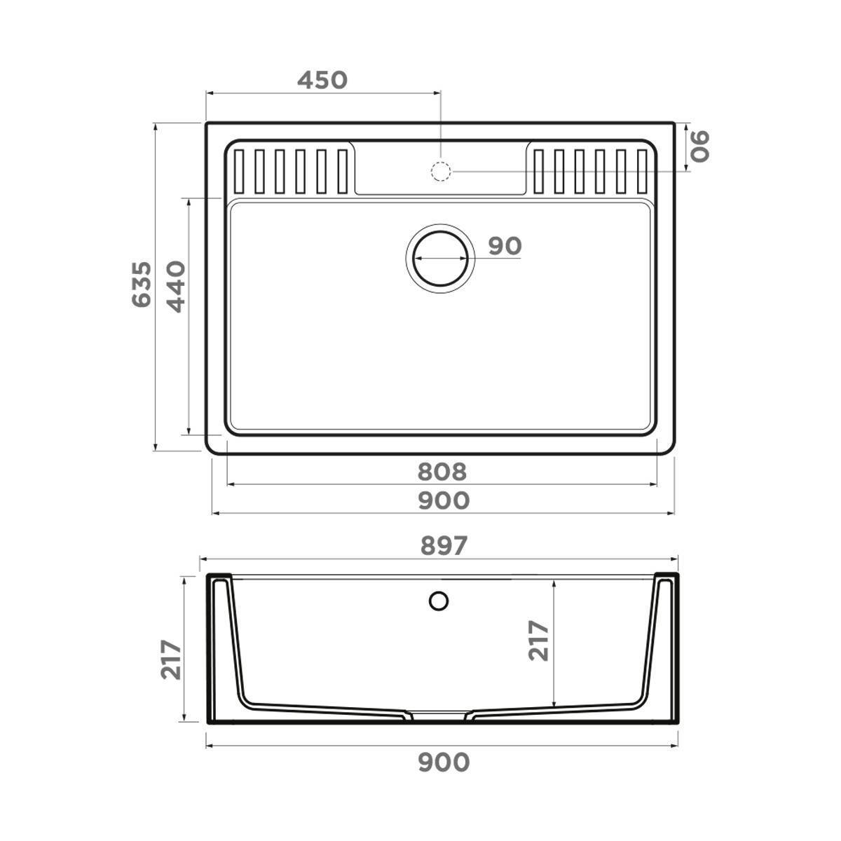 Кухонная мойка Omoikiri Kinokawa 90-GB Artceramic 90x63,5 см графит 4993855