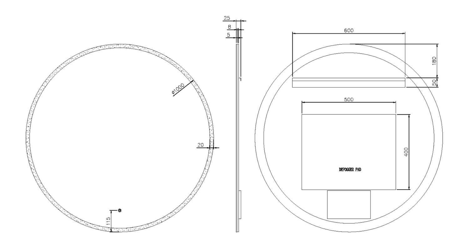 Зеркало круглое Boheme 100x100 см с LED-подсветкой сенсором и антизапотеванием черное 545-100-B