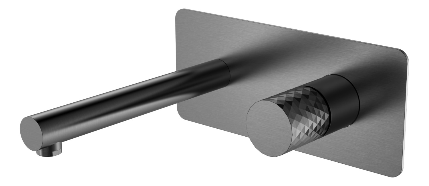 Смеситель для раковины встраиваемый Boheme Stick с внутренней частью излив 185 мм графит 125-GM