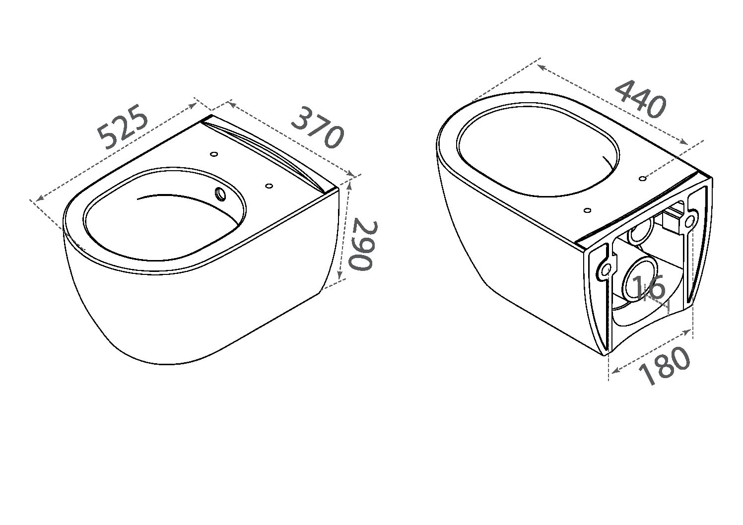 Унитаз подвесной Boheme Bianca без сиденья белый 963-W