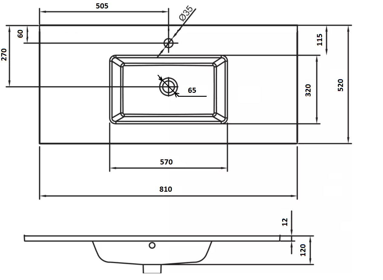 Столешница Armadi Art Neoart 81х52х12 см белый 852-080-WH