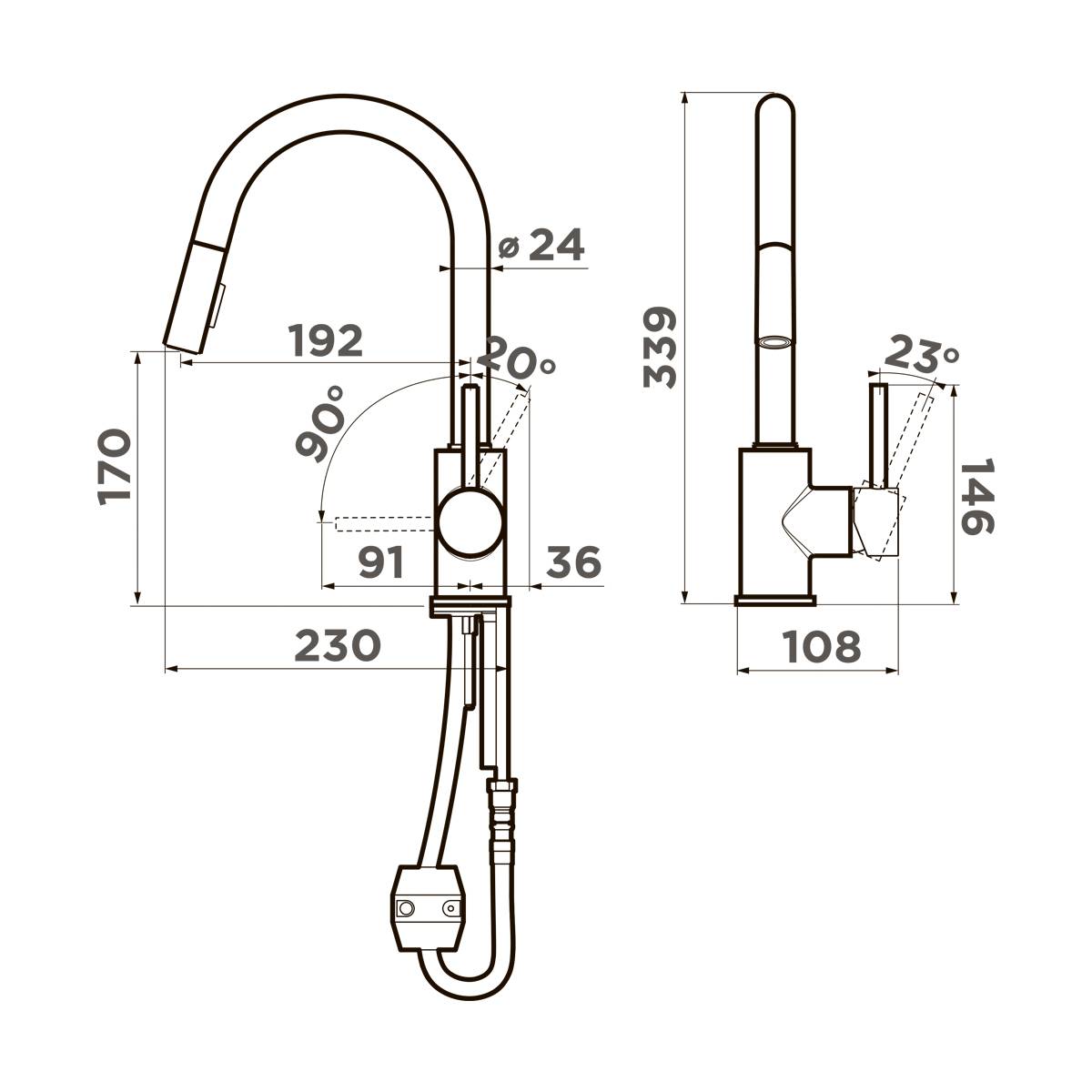 Смеситель для кухни Omoikiri Shinagawa-SB-C с выдвижным изливом хром 4994458