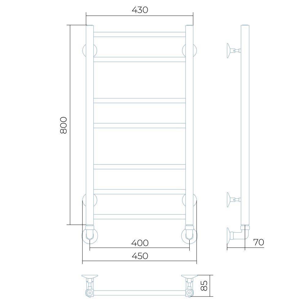 Полотенцесушитель водяной Larusso Джаз премиум П7 400х800 мм нижнее подключение 8482