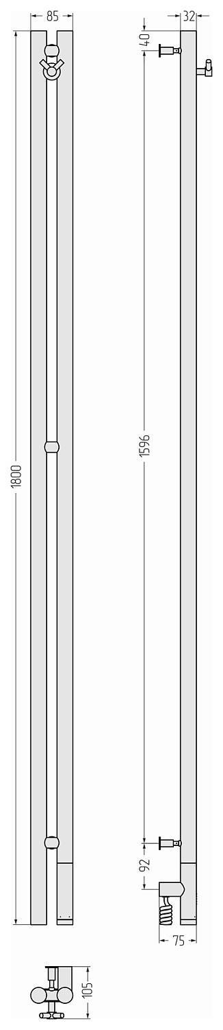 Полотенцесушитель электрический Сунержа Нюанс 3.0 85x1800 мм правый белый 12-5843-1853