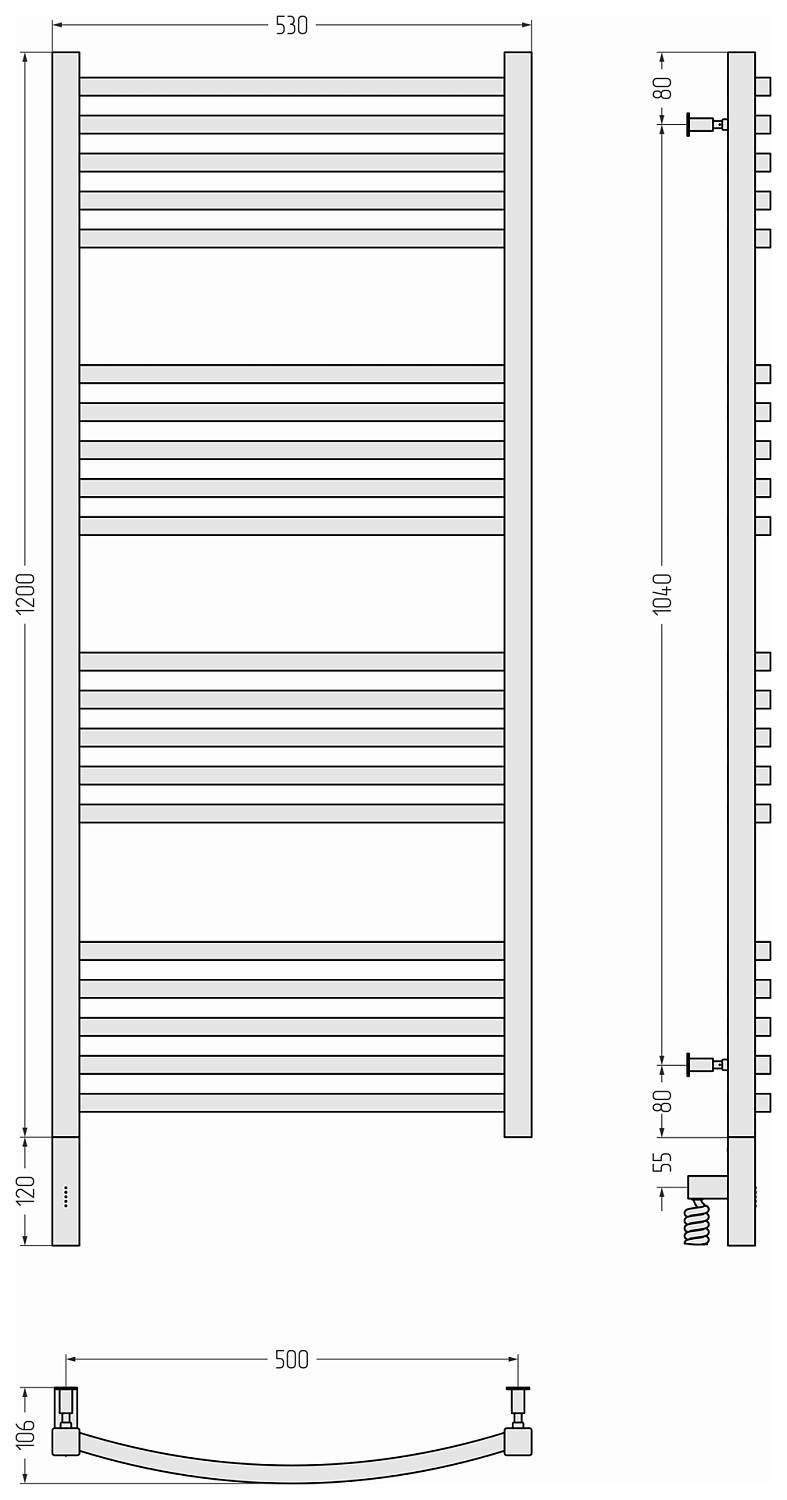 Полотенцесушитель электрический Сунержа Аркус 3.0 530x1320 мм левое матовый белый 30-5704-1250