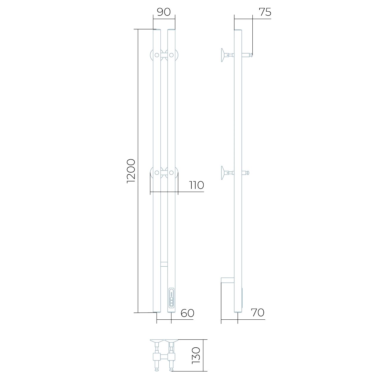 Полотенцесушитель электрический Larusso Прайм Дуэт П3 80x600 мм черный RAL 9005 8502