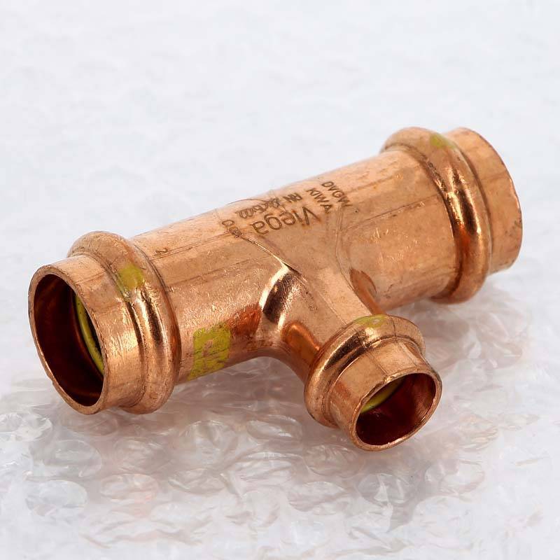 Тройник пресс медный Viega Profipress G 22x15x22 мм 346027