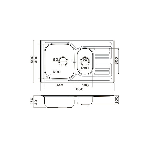 Кухонная мойка Omoikiri Kashiogawa 86-2-IN нержавеющая сталь 86x50 см 4993454