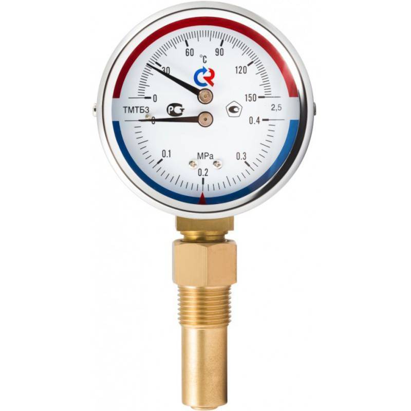 Термоманометр радиальный Росма ТМТБ-31Р.1 80 мм 16 бар 120 °C G1/2 00000002330