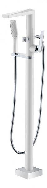 Смеситель напольный для ванны с душем Boheme Venturo белый матовый/хром матовый 379-W