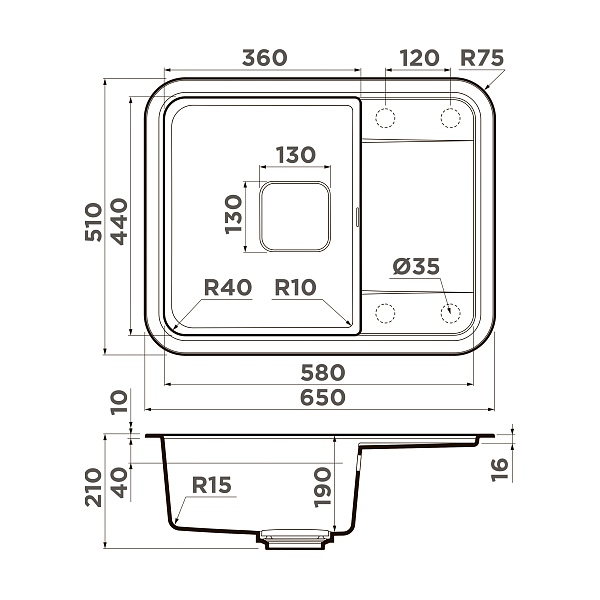 Кухонная мойка Omoikiri Tasogare 65-CA Artgranit 65x51 см карамель 4993486