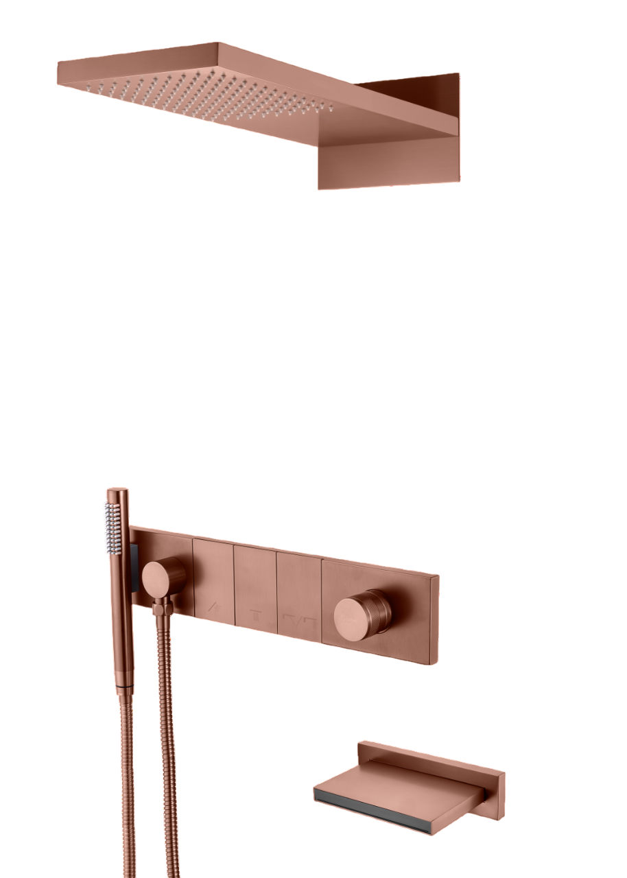 Душевой комплект встраиваемый Boheme Zodiac со смесителем изливом верхним и ручным душем brushed bronze 132-2-BRB