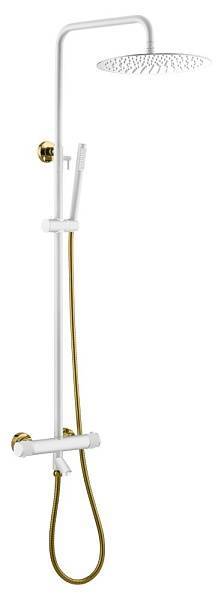 Душевая стойка с верхним душем Boheme Uno 26.5х32х140 см белый/золото 468-T-WG