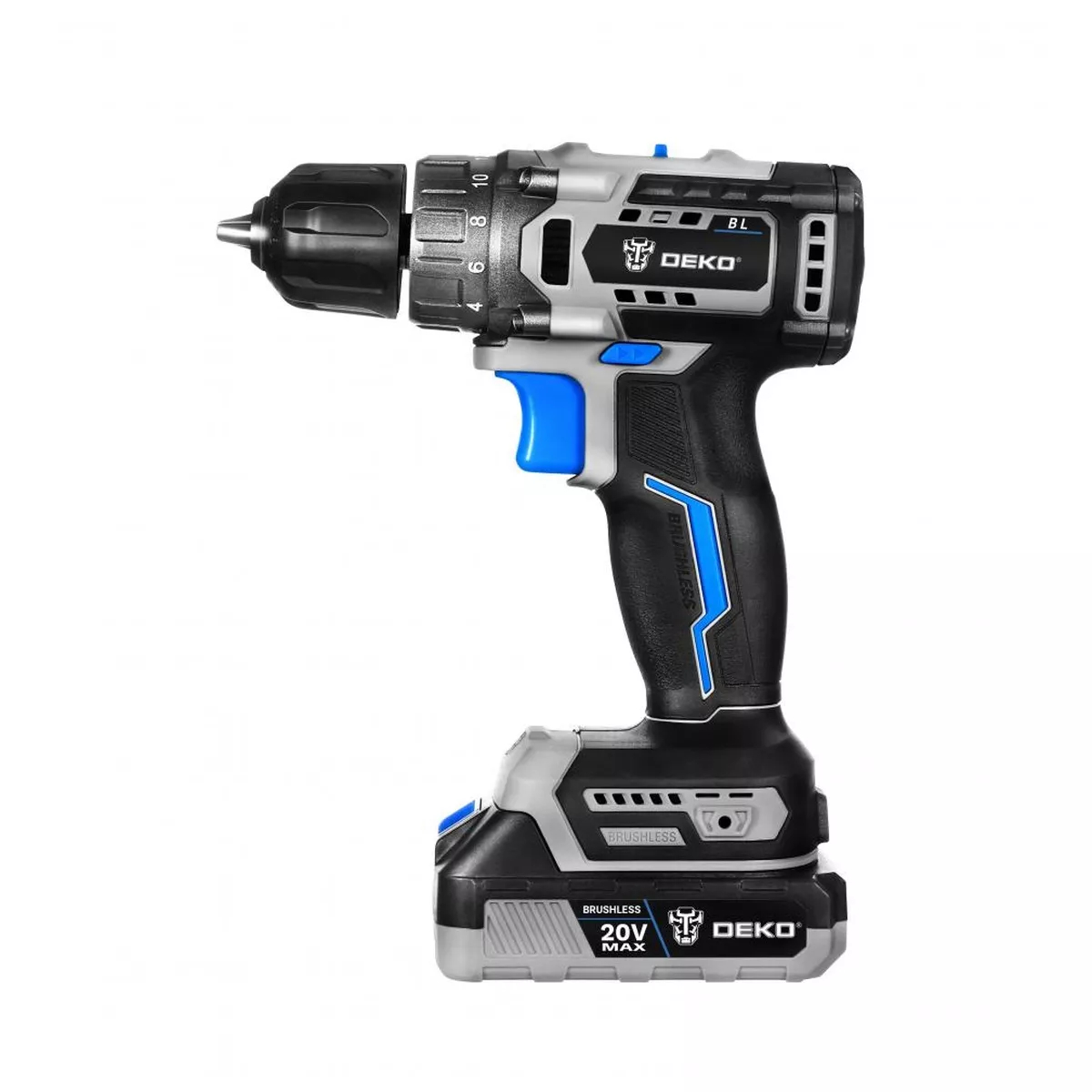 Дрель-шуруповерт аккумуляторная бесщеточная DEKO Sharker 20V 20 В 1x2.0 Ач Sharker 20V