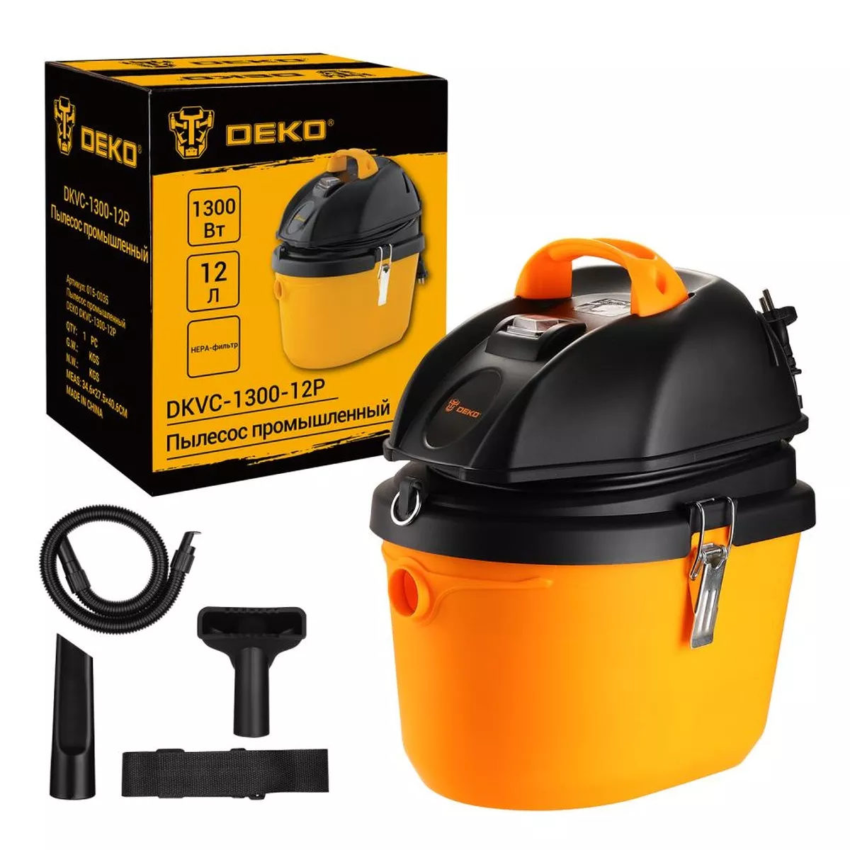 Строительный пылесос DEKO DKVC-1300-12P 1300 Вт 12 л 065-0500