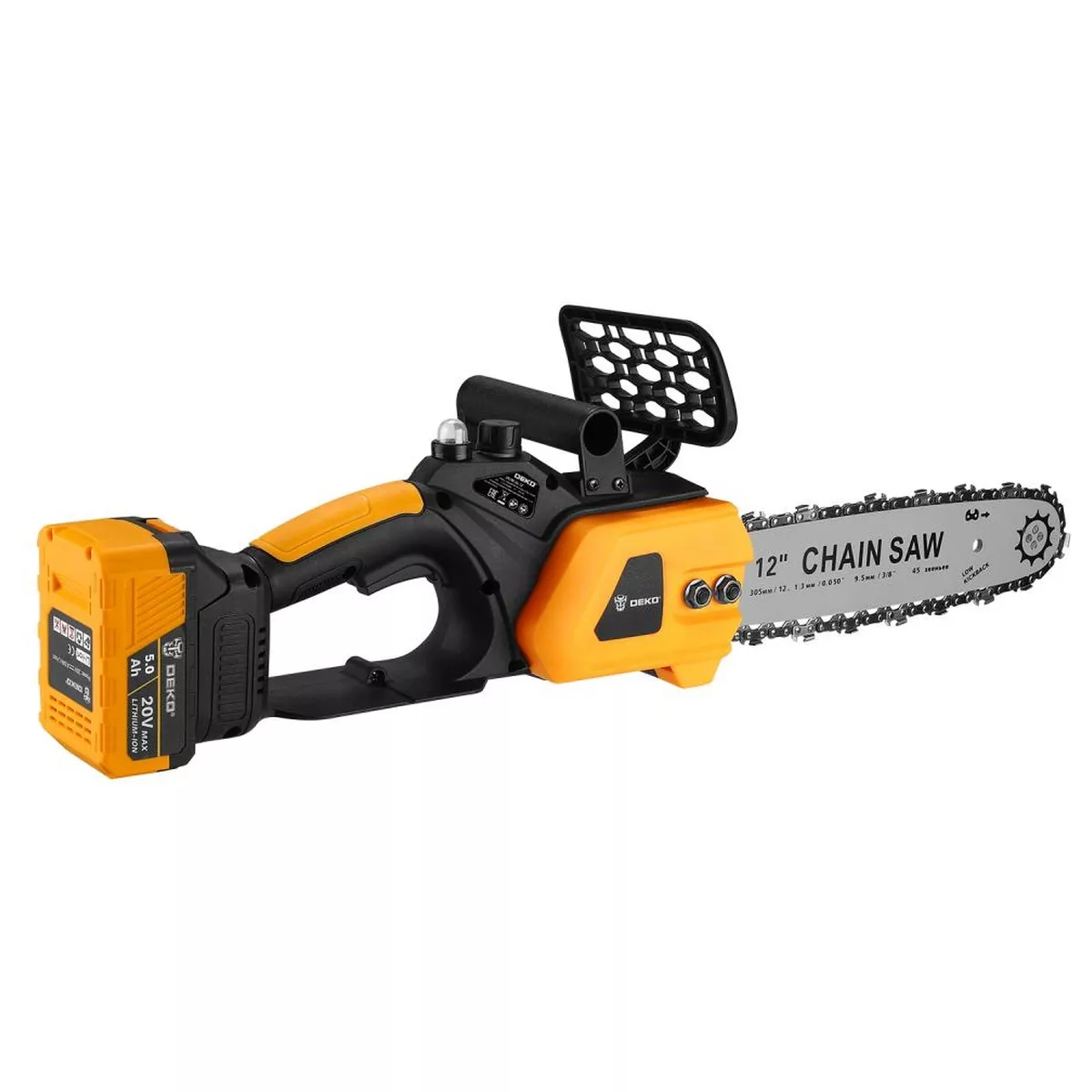 Пила цепная аккумуляторная DEKO DKCHS 20 бесщеточная 12 20 В 2x5.0 Ач кейс 063-4311