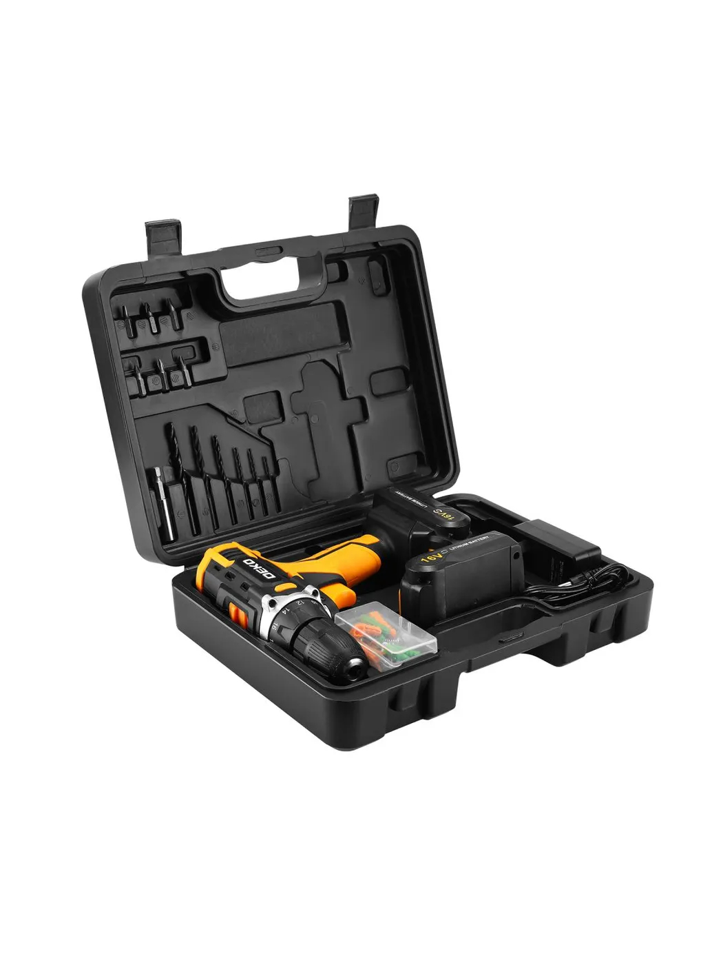 Набор аккумуляторного инструмента DEKO Sharker 16V BMC 2x1.5 Ач + 63 предмета 083-1041