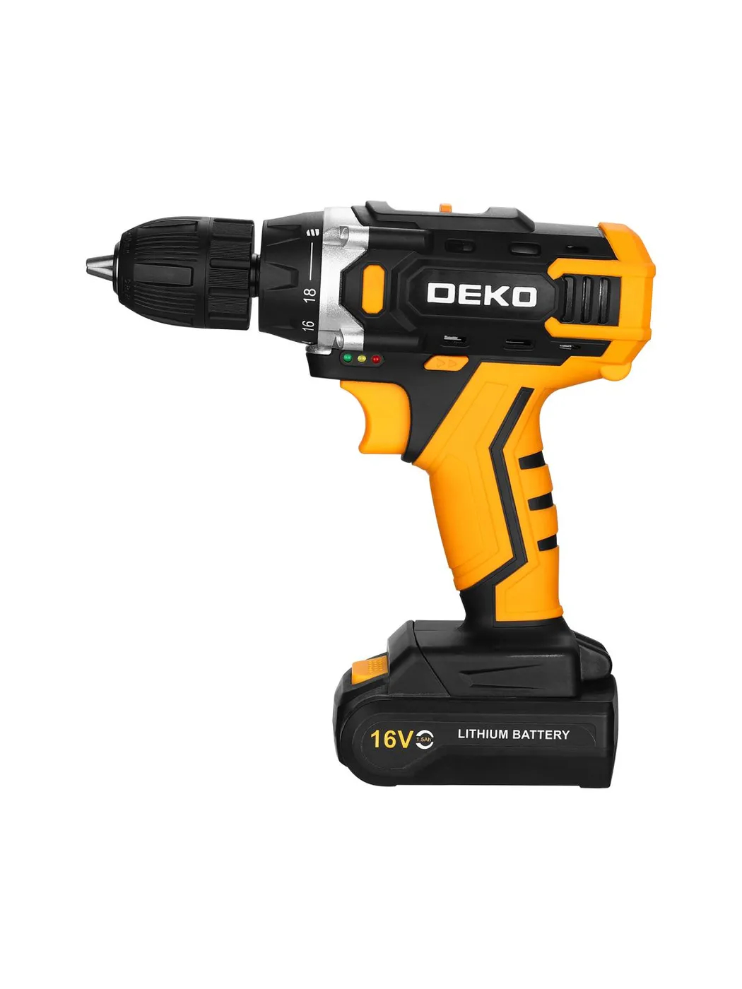 Набор аккумуляторного инструмента DEKO Sharker 16V BMC 2x1.5 Ач + 63 предмета 083-1041