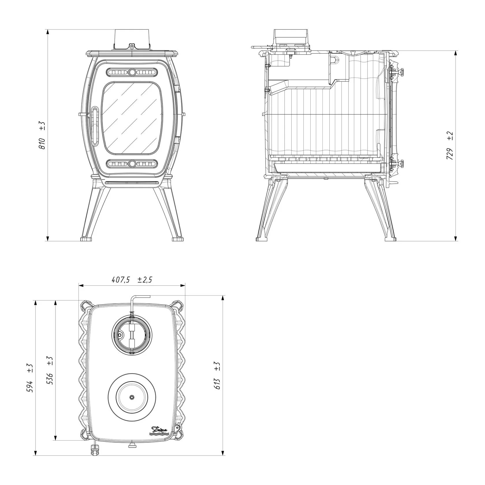 Печь-камин отопительно-варочная Бахта-2 чугунная Аp0492