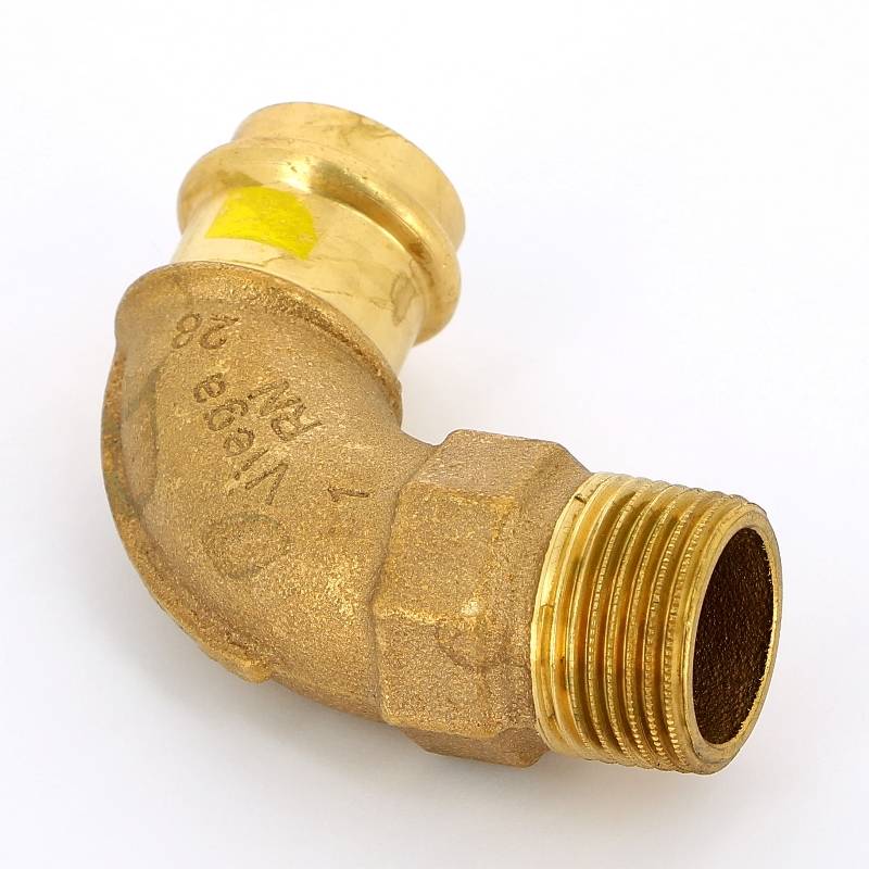 Угол пресс с наружной резьбой Viega Profipress G бронза 28x1 345785