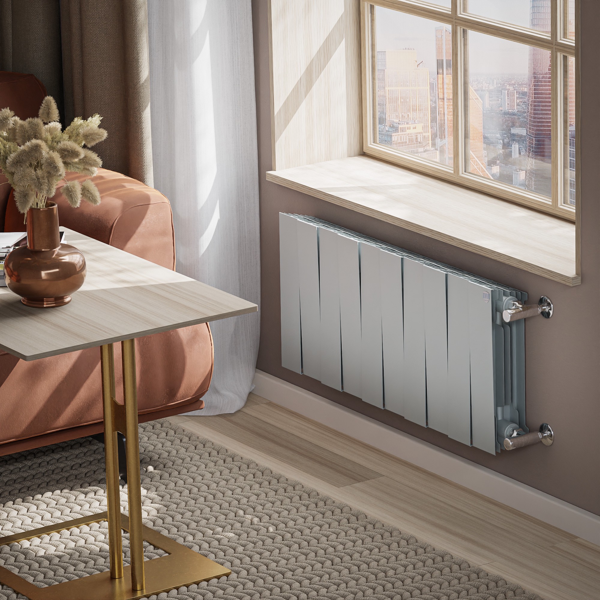 Радиатор биметаллический Royal Thermo PianoForte 300 10 секций боковое подключение серебристый 1682340