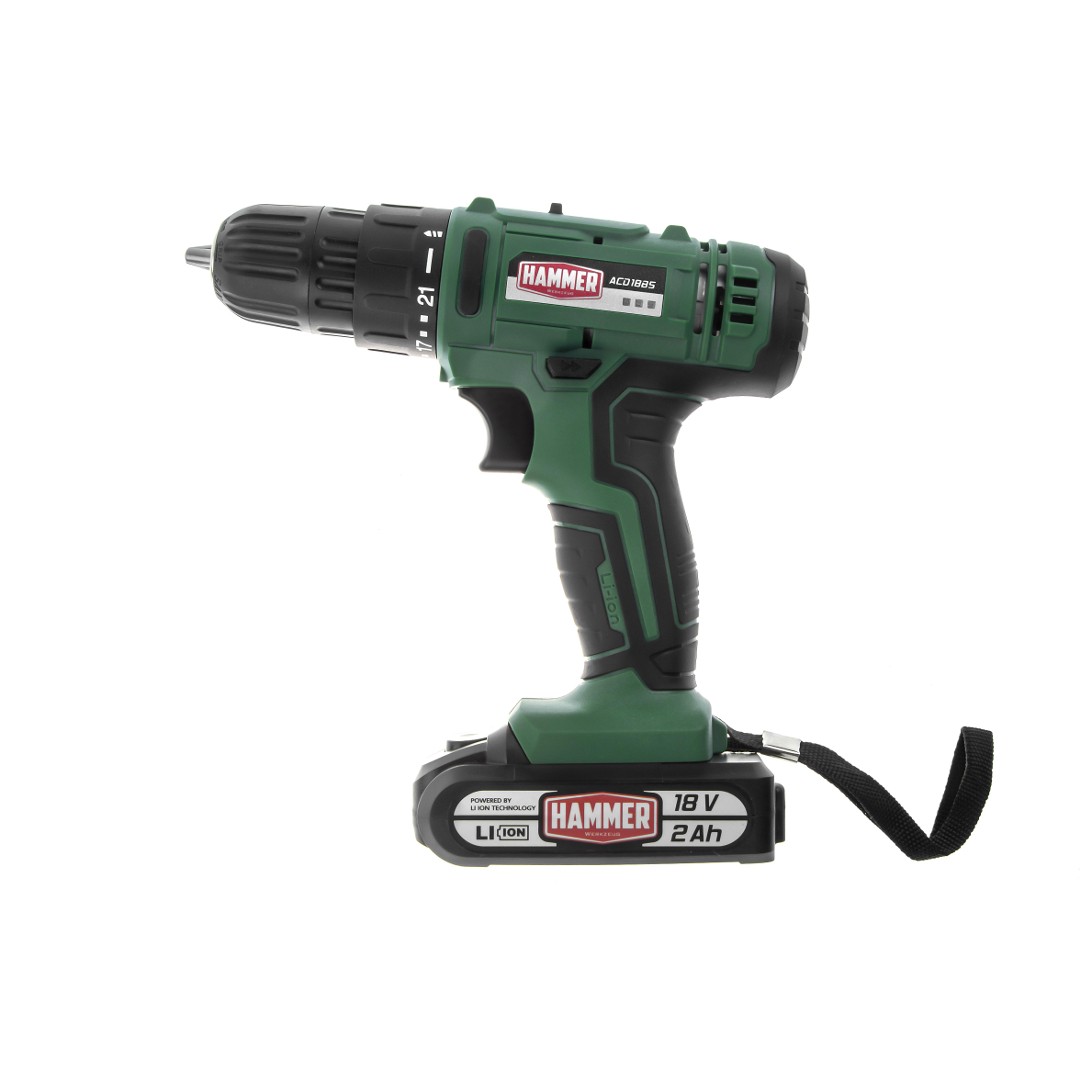 Дрель-шуруповерт аккумуляторная Hammer ACD18BS 18 В 2x2.0 Ач кейс